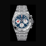 Breitling Chronomat B01 42 Six Nations France Blue Dial Silver Steel Strap Watch for Men - AB0134A81C1A1