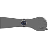 Emporio Armani Gianni T Bar Analog Blue Dial Black Leather Strap Watch For Women - AR1989