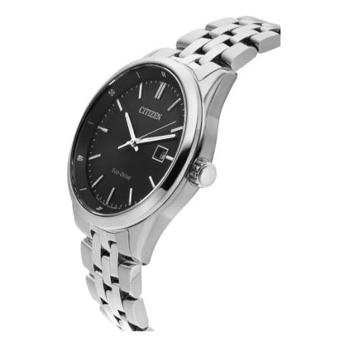 Citizen Eco Drive Black Dial Silver Steel Strap Watch For Men - BM7250-56E