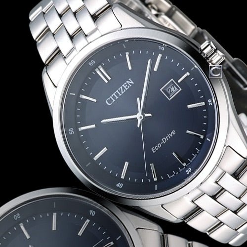 Citizen Eco Drive Blue Dial Silver Steel Strap Watch For Men - BM7250-56L
