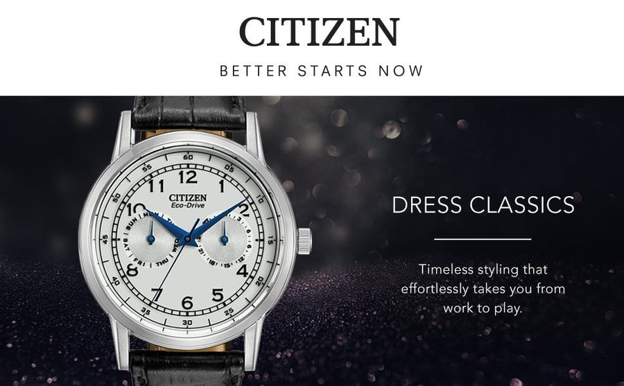 Citizen Eco Drive Silver Dial Black Leather Strap Watch For Men - AO9000-06B