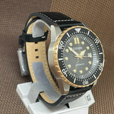 Citizen Mechanical Automatic Black Dial Black Leather Strap Watch for Men - NJ0176-10E