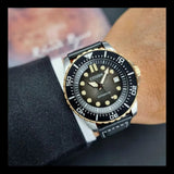 Citizen Mechanical Automatic Black Dial Black Leather Strap Watch for Men - NJ0176-10E