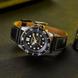 Citizen Mechanical Automatic Black Dial Black Leather Strap Watch for Men - NJ0176-10E