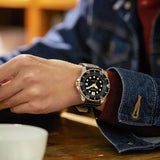 Citizen Mechanical Automatic Black Dial Black Leather Strap Watch for Men - NJ0176-10E