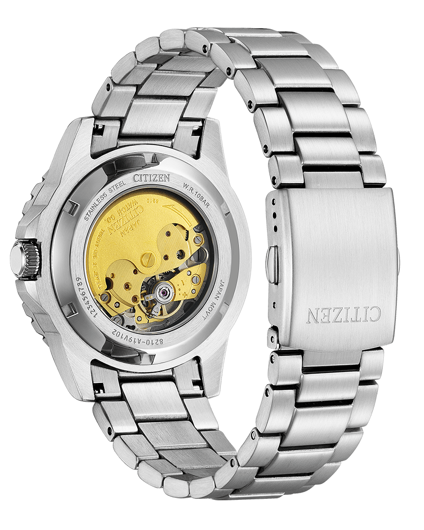 Citizen Mechanical Automatic Blue Dial Silver Steel Strap Watch for Men - NJ0178-81M