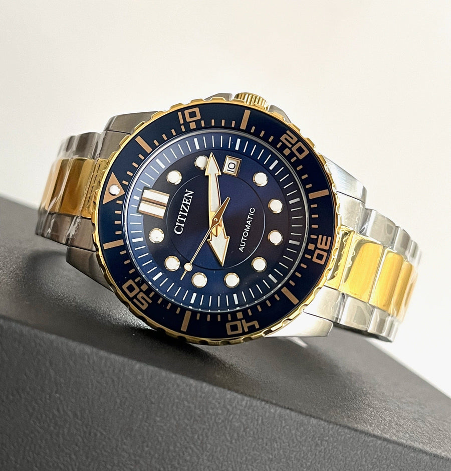 Citizen Mechanical Automatic Blue Dial Two Tone Steel Strap Watch for Men - NJ0174-82L