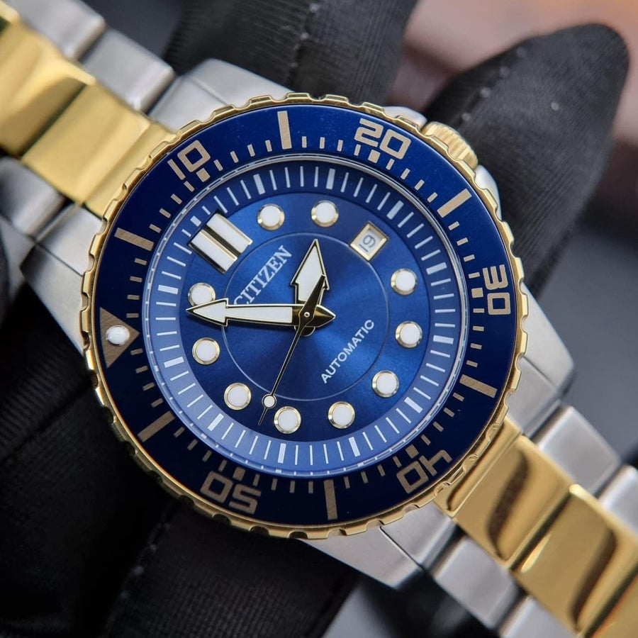 Citizen Mechanical Automatic Blue Dial Two Tone Steel Strap Watch for Men - NJ0174-82L