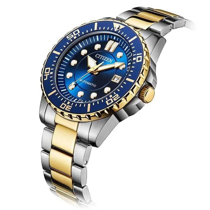 Citizen Mechanical Automatic Blue Dial Two Tone Steel Strap Watch for Men - NJ0174-82L