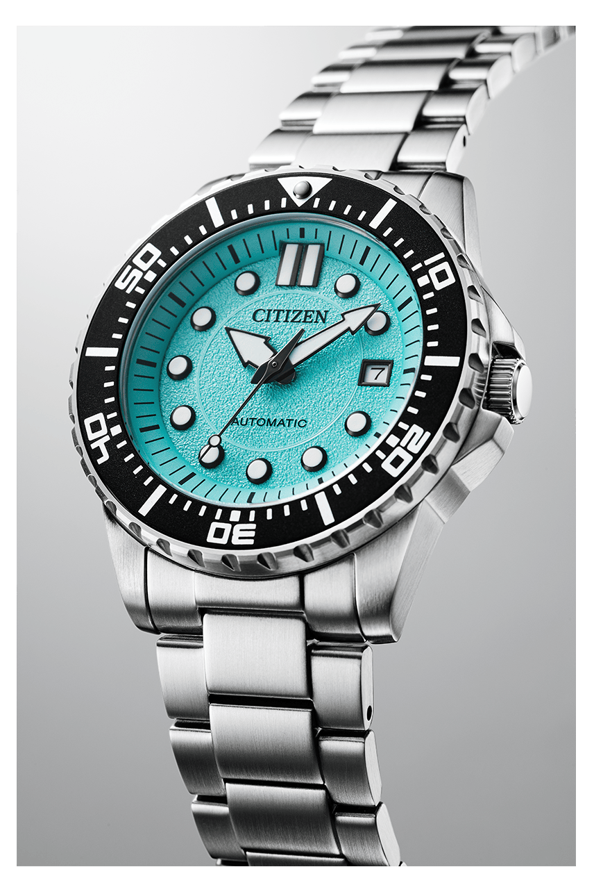 Citizen Mechanical Automatic Turquoise Dial Silver Steel Strap Watch for Men - NJ0170-83X