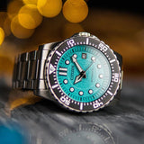 Citizen Mechanical Automatic Turquoise Dial Silver Steel Strap Watch for Men - NJ0170-83X
