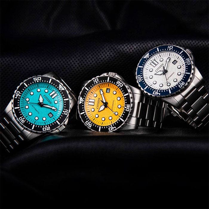 Citizen Mechanical Automatic Turquoise Dial Silver Steel Strap Watch for Men - NJ0170-83X