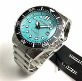 Citizen Mechanical Automatic Turquoise Dial Silver Steel Strap Watch for Men - NJ0170-83X