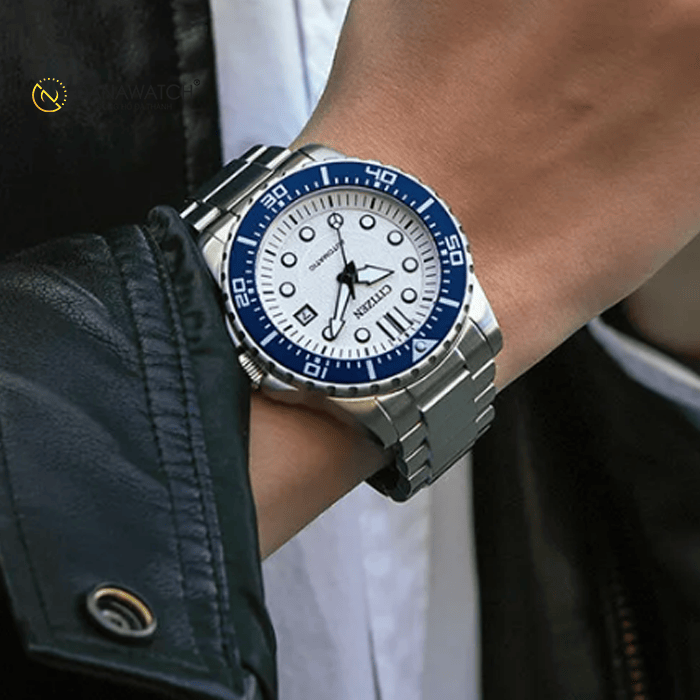 Citizen Mechanical Automatic White Dial Silver Steel Strap Watch for Men - NJ0171-81A