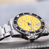 Citizen Mechanical Automatic Yellow Dial Silver Steel Strap Watch for Men - NJ0170-83Z