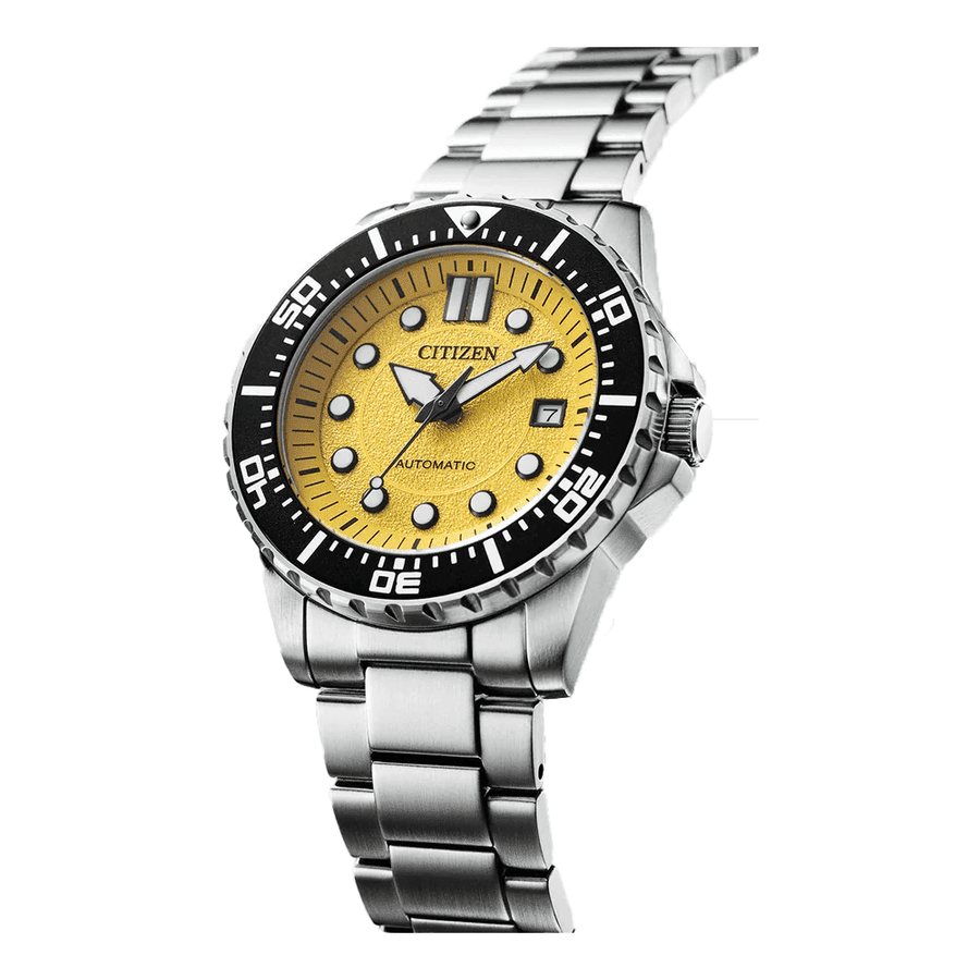 Citizen Mechanical Automatic Yellow Dial Silver Steel Strap Watch for Men - NJ0170-83Z