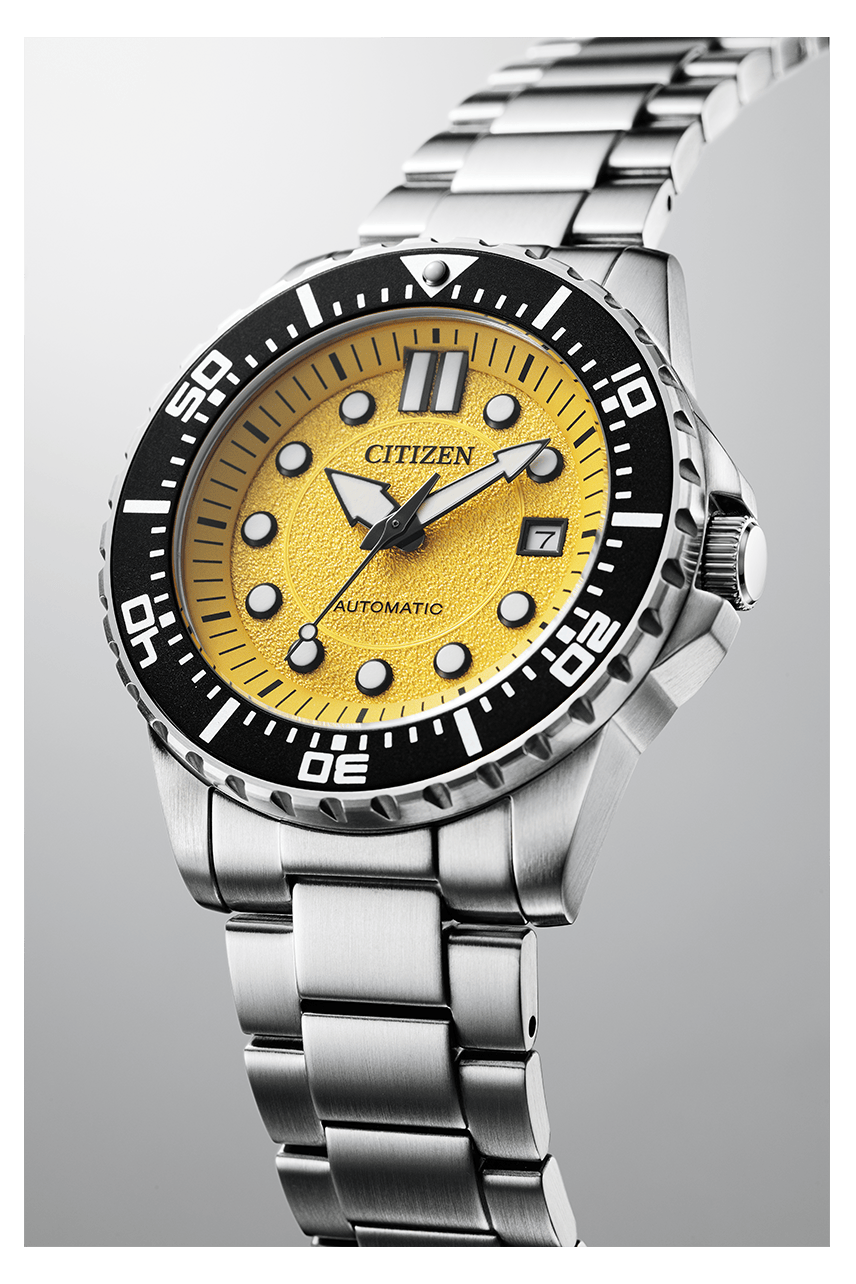 Citizen Mechanical Automatic Yellow Dial Silver Steel Strap Watch for Men - NJ0170-83Z