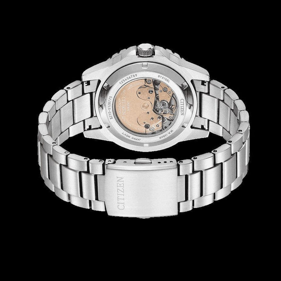 Citizen Mechanical Automatic Yellow Dial Silver Steel Strap Watch for Men - NJ0170-83Z