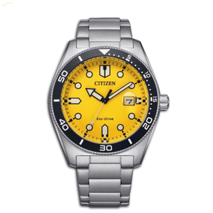 Citizen Mechanical Automatic Yellow Dial Silver Steel Strap Watch for Men - NJ0170-83Z