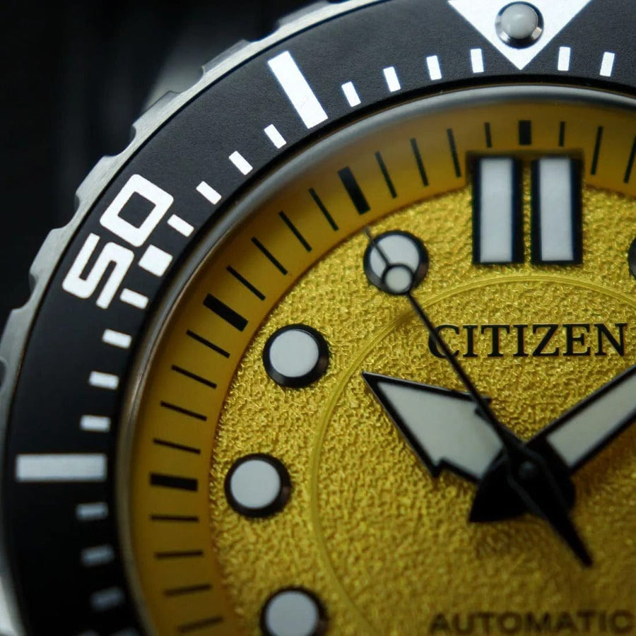 Citizen Mechanical Automatic Yellow Dial Silver Steel Strap Watch for Men - NJ0170-83Z