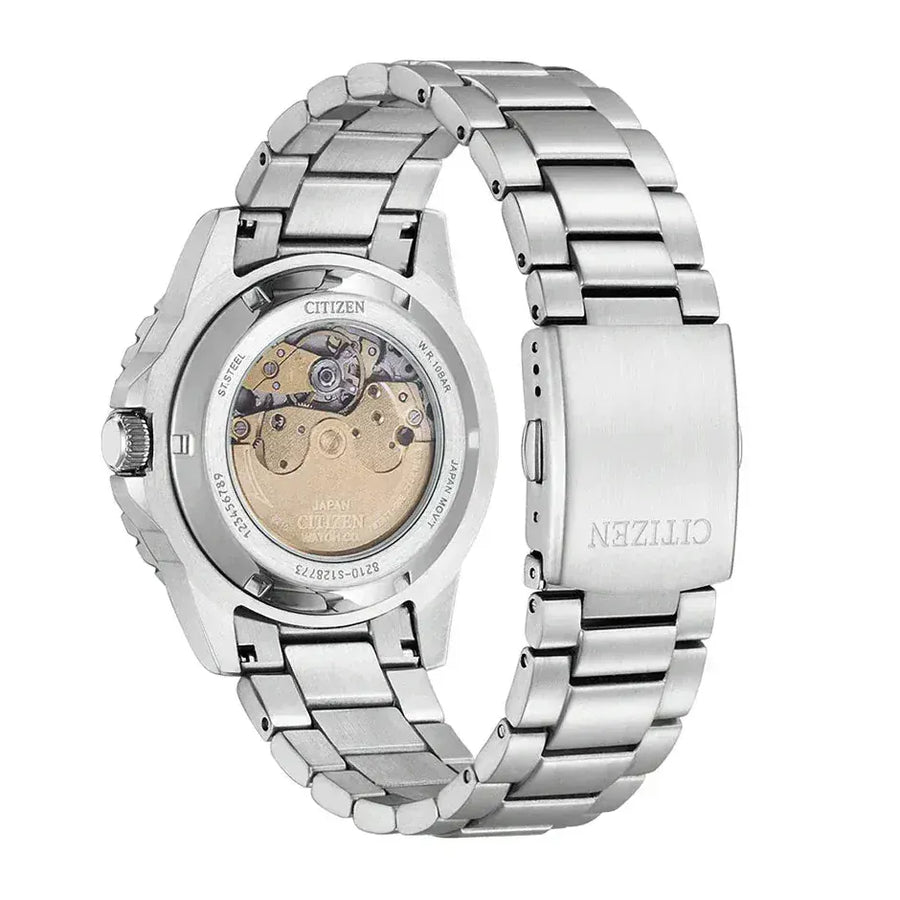 Citizen Mechanical Automatic Yellow Dial Silver Steel Strap Watch for Men - NJ0170-83Z