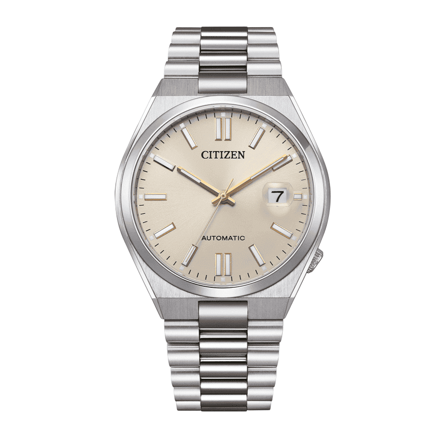 Citizen Tsuyosa Automatic Oatmeal White Dial Silver Steel Strap Watch For Men - NJ0151-88W