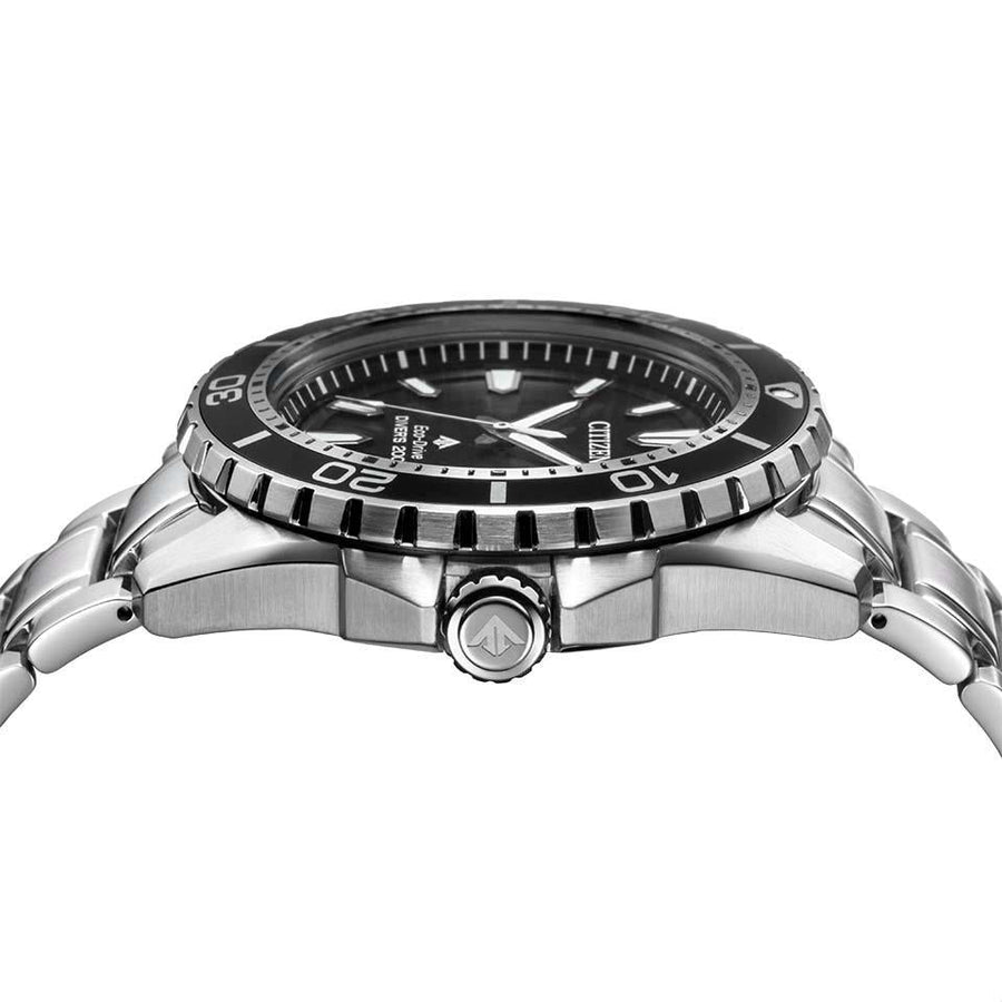 Citizen Promaster Diver Chronograph Black Dial Silver Steel Strap Watch For Men - BN0190-82E