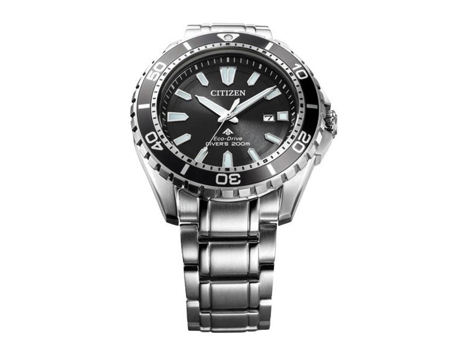Citizen Promaster Diver Chronograph Black Dial Silver Steel Strap Watch For Men - BN0190-82E