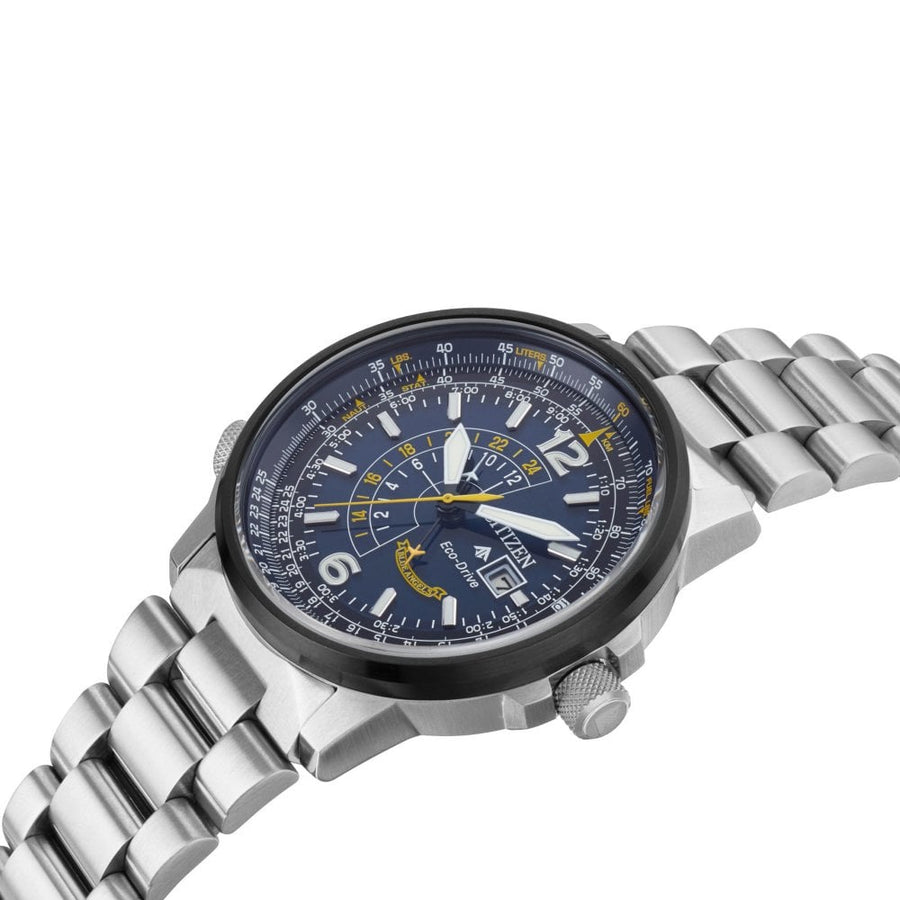 Citizen Promaster Nighthawk Eco Drive Navy Blue Dial Silver Steel Strap Watch For Men - BJ7006-56L