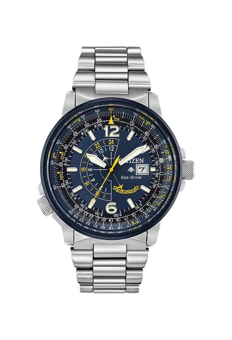 Citizen Promaster Nighthawk Eco Drive Navy Blue Dial Silver Steel Strap Watch For Men - BJ7006-56L