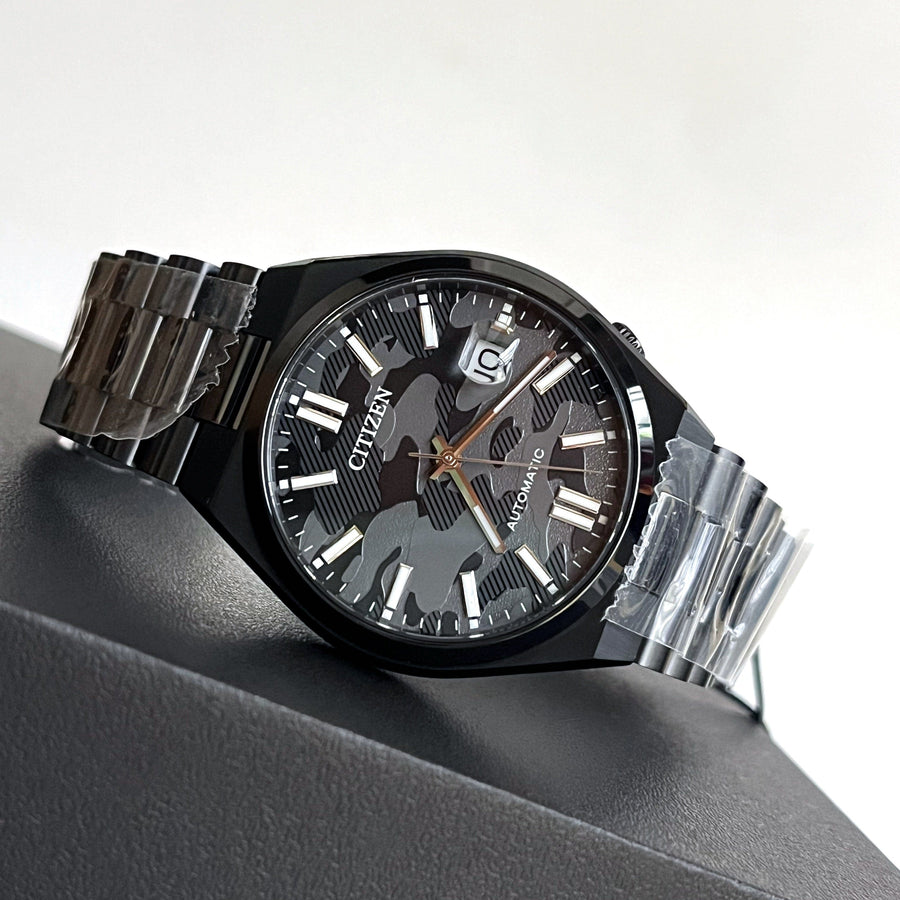 Citizen Tsuyosa Automatic Camouflage Black Dial Black Steel Strap Watch For Men - NJ0155-87E