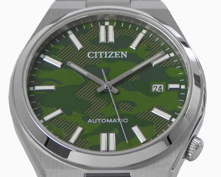Citizen Tsuyosa Automatic Camouflage Green Dial Silver Steel Strap Watch For Men - NJ0159-86X