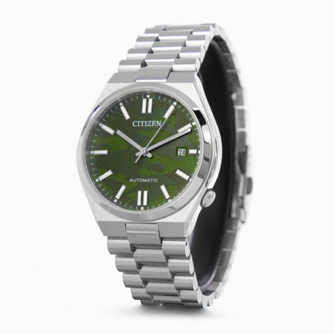 Citizen Tsuyosa Automatic Camouflage Green Dial Silver Steel Strap Watch For Men - NJ0159-86X