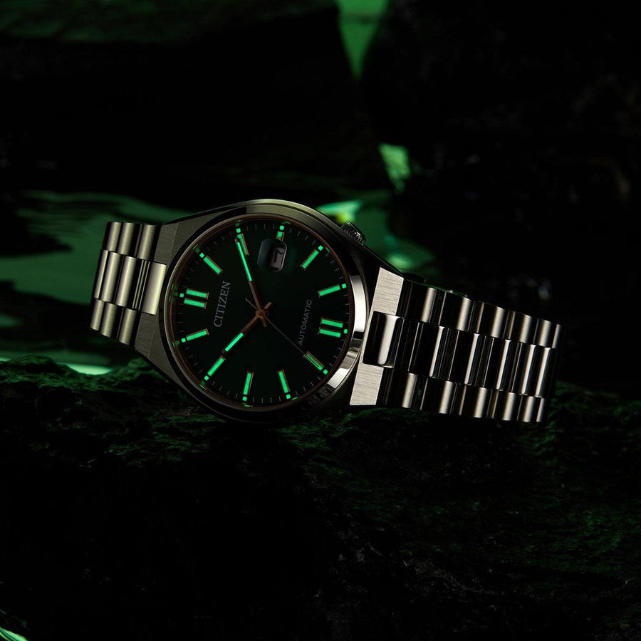 Citizen Tsuyosa Automatic Green Dial Silver Steel Strap Watch For Men - NJ0150-81X