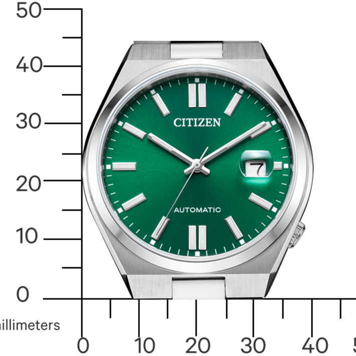 Citizen Tsuyosa Automatic Green Dial Silver Steel Strap Watch For Men - NJ0150-81X