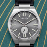 Citizen Tsuyosa Automatic Grey Dial Black Leather Strap Watch for Men - NK5010-01H