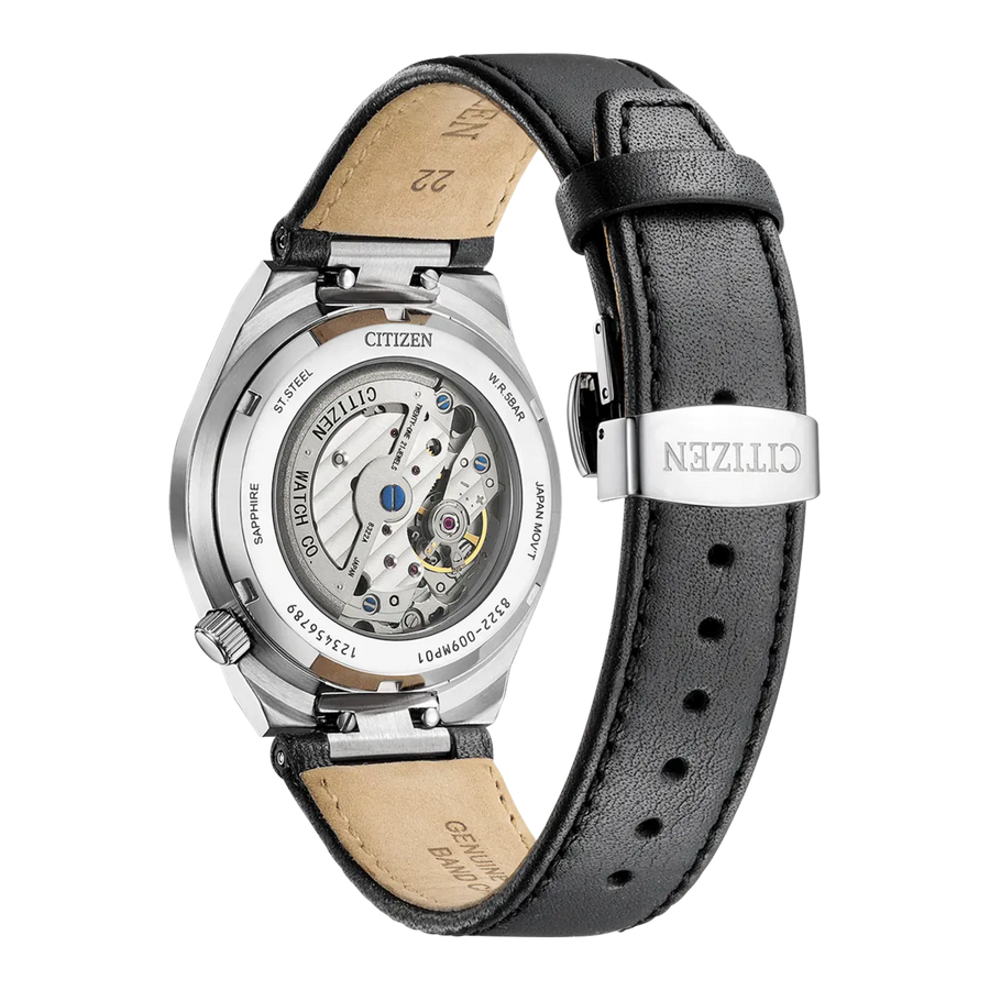 Citizen Tsuyosa Automatic Grey Dial Black Leather Strap Watch for Men - NK5010-01H