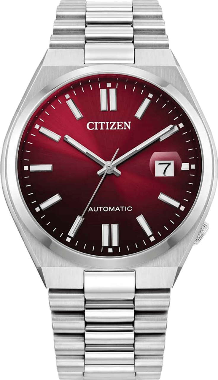 Citizen Tsuyosa Automatic Red Dial Silver Steel Strap Watch For Men - NJ0150-56W