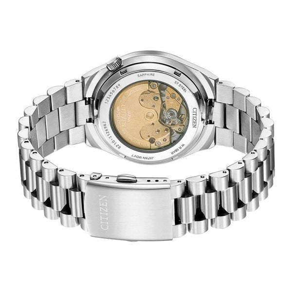 Citizen Tsuyosa Automatic Salmon Orange Dial Silver Steel Strap Watch For Men - NJ0159-86Z
