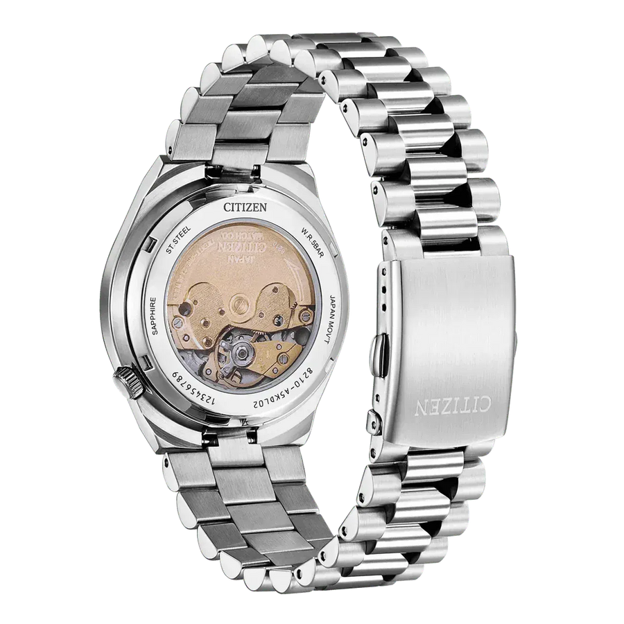Citizen Tsuyosa Automatic Salmon Orange Dial Silver Steel Strap Watch For Men - NJ0159-86Z