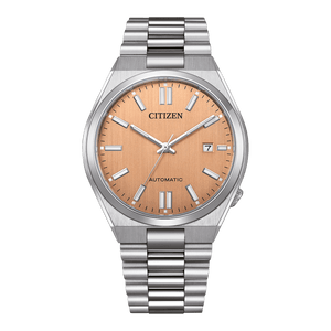 Citizen Tsuyosa Automatic Salmon Orange Dial Silver Steel Strap Watch For Men - NJ0159-86Z