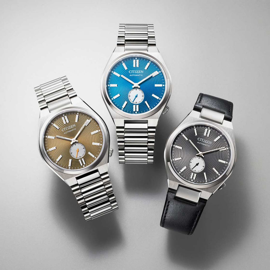 Citizen Tsuyosa Automatic Titanium Yellow Dial Silver Steel Strap Watch For Men - NK5010-51X
