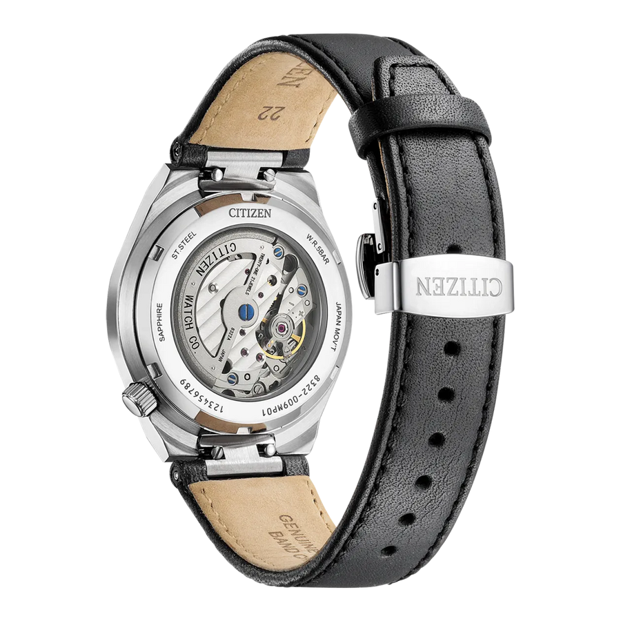 Citizen Tsuyosa Automatic Grey Dial Black Leather Strap Watch for Men - NK5010-01H