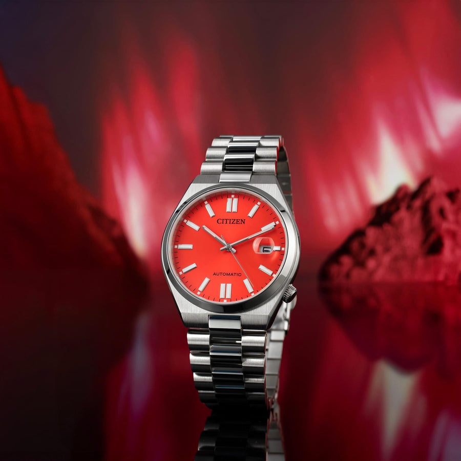 Citizen x Pantone Automatic Blazing Red Dial Silver Steel Strap Watch For Men - NJ0158-89W
