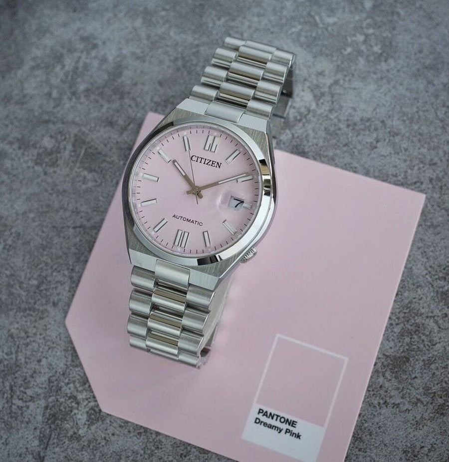 Citizen x Pantone Automatic Dreamy Pink Dial Silver Steel Strap Watch For Men - NJ0158-89X