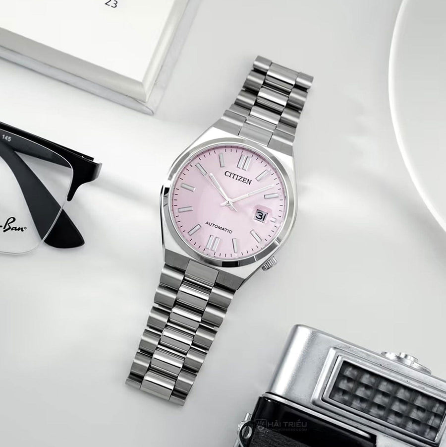 Citizen x Pantone Automatic Dreamy Pink Dial Silver Steel Strap Watch For Men - NJ0158-89X