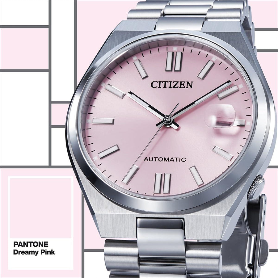 Citizen x Pantone Automatic Dreamy Pink Dial Silver Steel Strap Watch For Men - NJ0158-89X