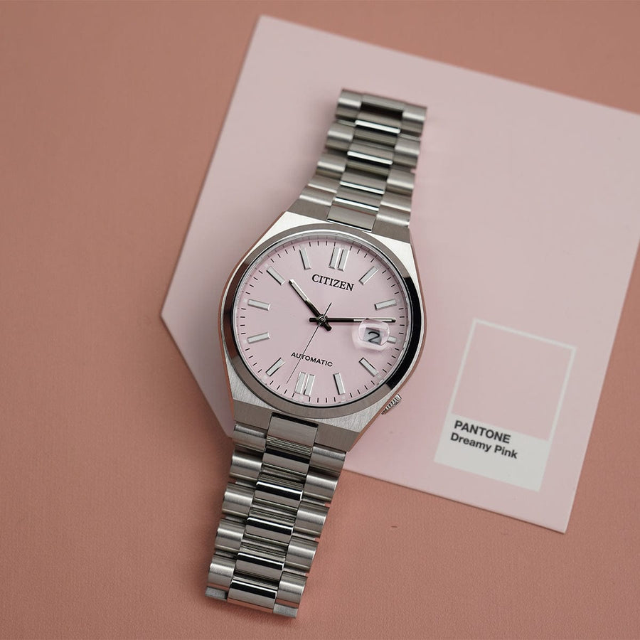 Citizen x Pantone Automatic Dreamy Pink Dial Silver Steel Strap Watch For Men - NJ0158-89X