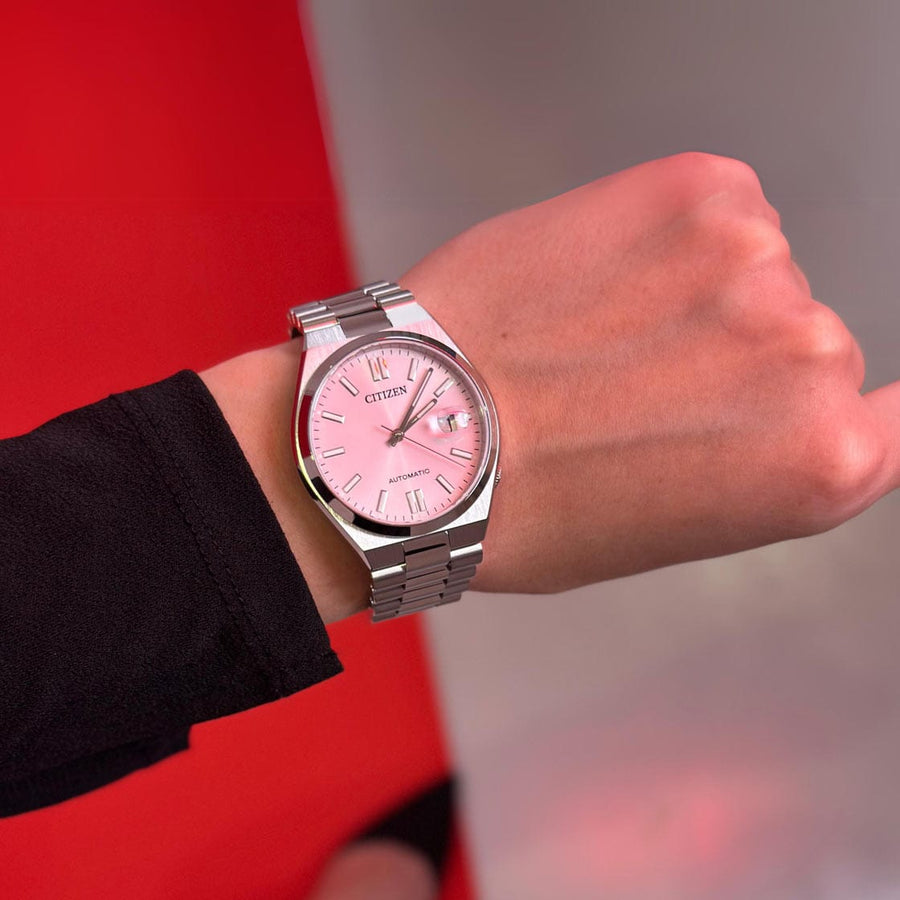 Citizen x Pantone Automatic Dreamy Pink Dial Silver Steel Strap Watch For Men - NJ0158-89X