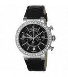 Swarovski Citra Sphere Chronograph Black Dial Black Leather Strap Watch for Women - 5027131